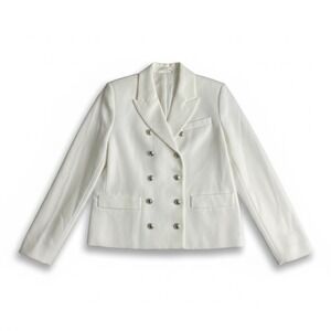 MNG Double Breasted Blazer White Button Front Lapel Collar Women's Size S‎
